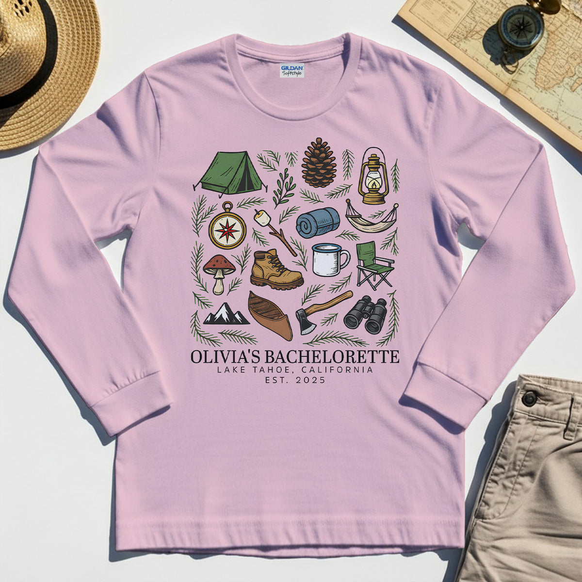 Bachelorette Camping Trip Long Sleeve, Bride Tribe Camping Trip Long Sleeve Tee For Lake Tahoe 5