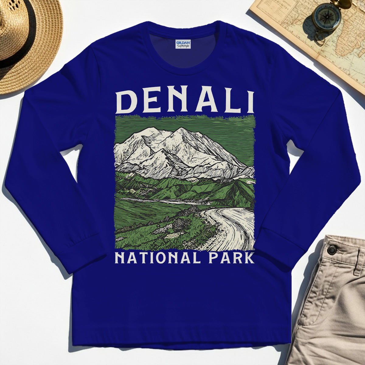 Denali National Park Long Sleeve, National Park Mountain Landscape Long Sleeve Tee 7