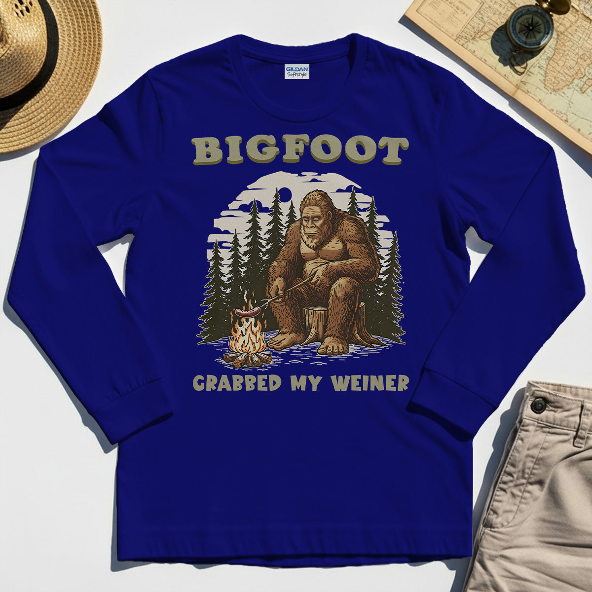 Retro Bigfoot Long Sleeve Tee, "Grabbed My Weiner” 6