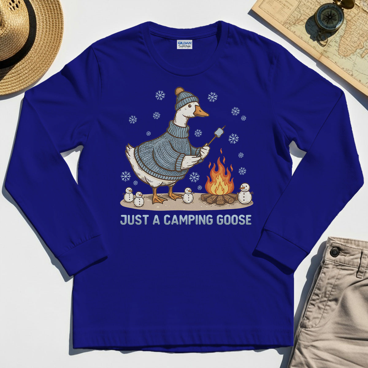 Funny Goose 'Just A Camping Goose' Outdoor Holiday Long Sleeve Tee 7