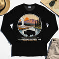 Retro Yellowstone National Park Long Sleeve, Bison Silhouette Outdoor Adventure Long Sleeve Tee For Nature Campers 2