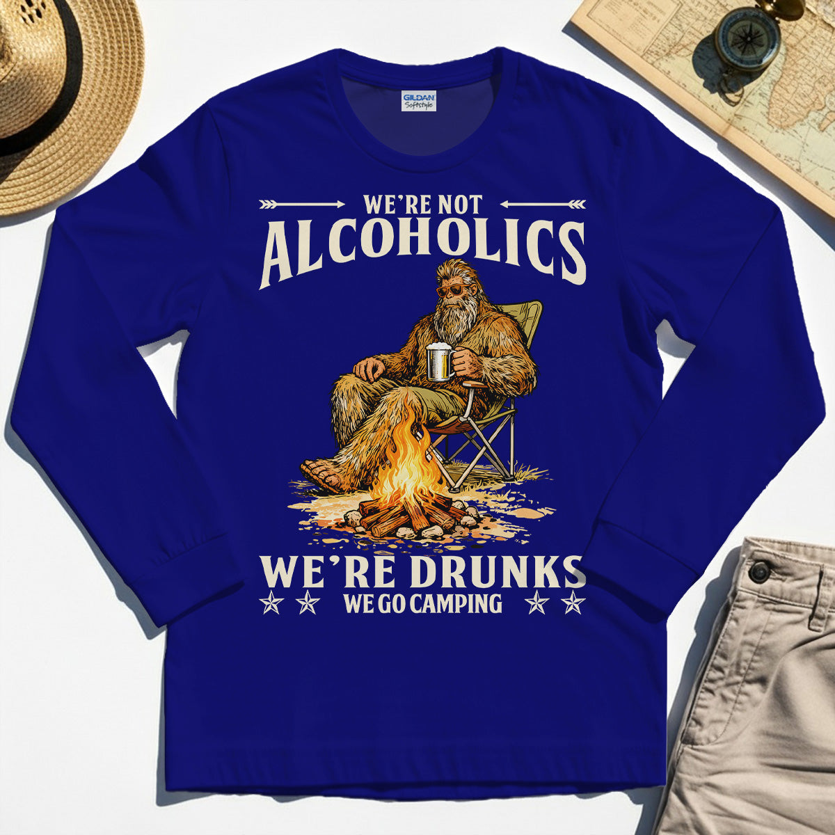 We’re Not Alcoholics We’re Drunks We Go Camping Long Sleeve, Funny Camping Beer Long Sleeve Tee 6