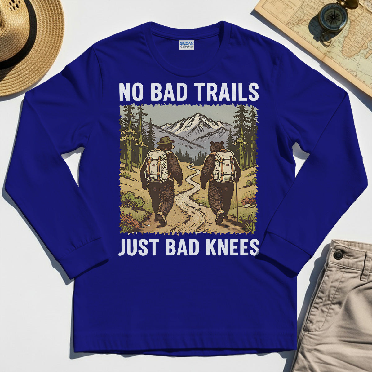 No Bad Trails Just Bad Knees Hiking Long Sleeve 7