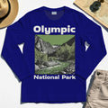 Olympic National Park Long Sleeve, Vintage Mountain River Scene Long Sleeve Tee For Outdoor Adventure Campers 7