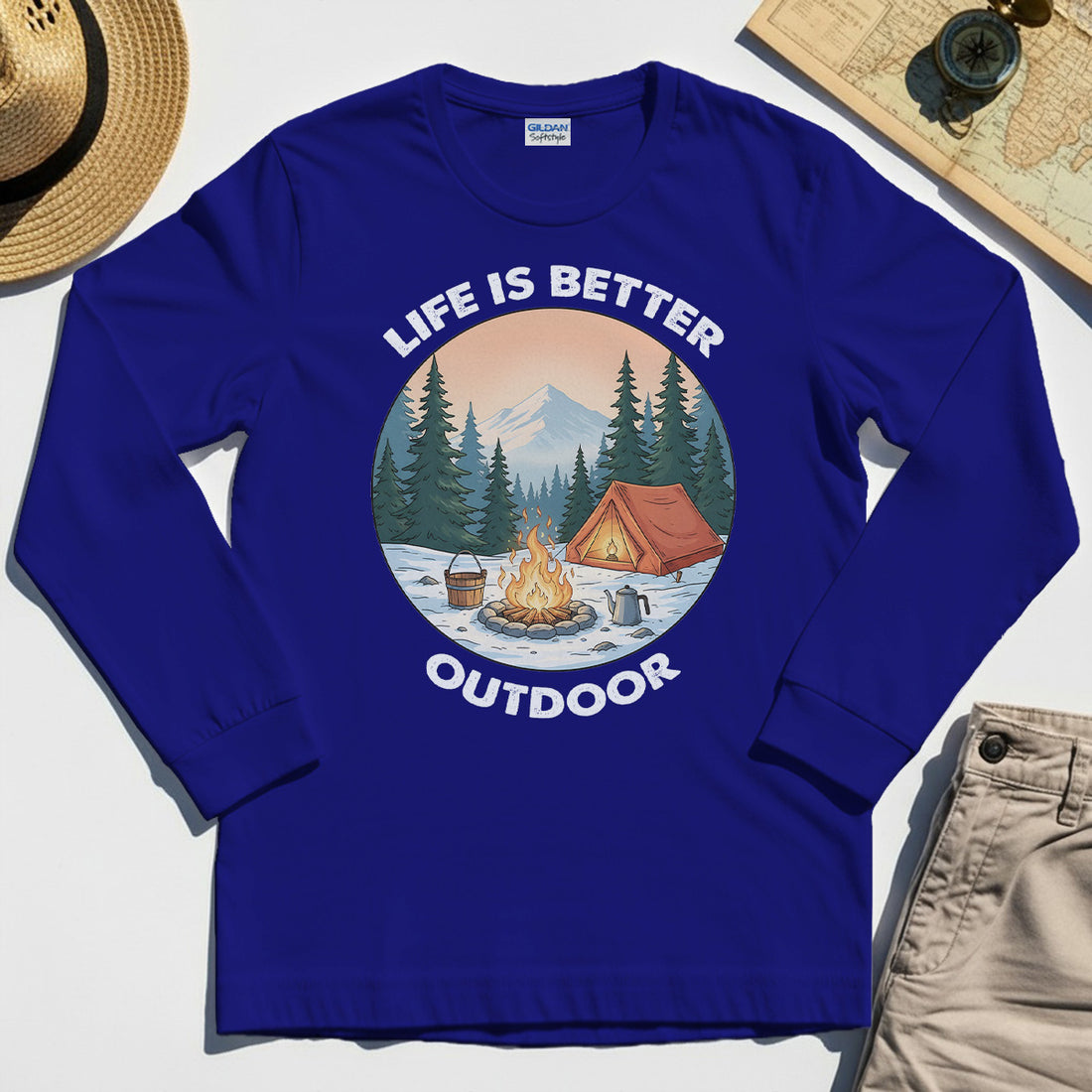 Funny Camping Life Is Better Outdoor Long Sleeve, Vintage Camping Long Sleeve Tee For Outdoor Adventure Lovers 1