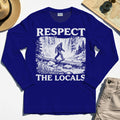 Bigfoot Respect The Locals Long Sleeve, Vintage Waterfall Hiking Graphic Long Sleeve Tee For Camper And Adventurers 6