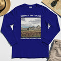 Sasquatch Respect The Locals Long Sleeve, Bigfoot Hiking Through Badlands National Park Long Sleeve Tee 1