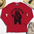 Let’s Go Camping Funny Bear Drinking Beer Long Sleeve, Beer Lover Long Sleeve Tee For Outdoor Adventure & Camping Fans 1