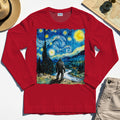 Funny Sasquatch Van Gogh Parody Long Sleeve, Bigfoot Starry Night Long Sleeve Tee 7