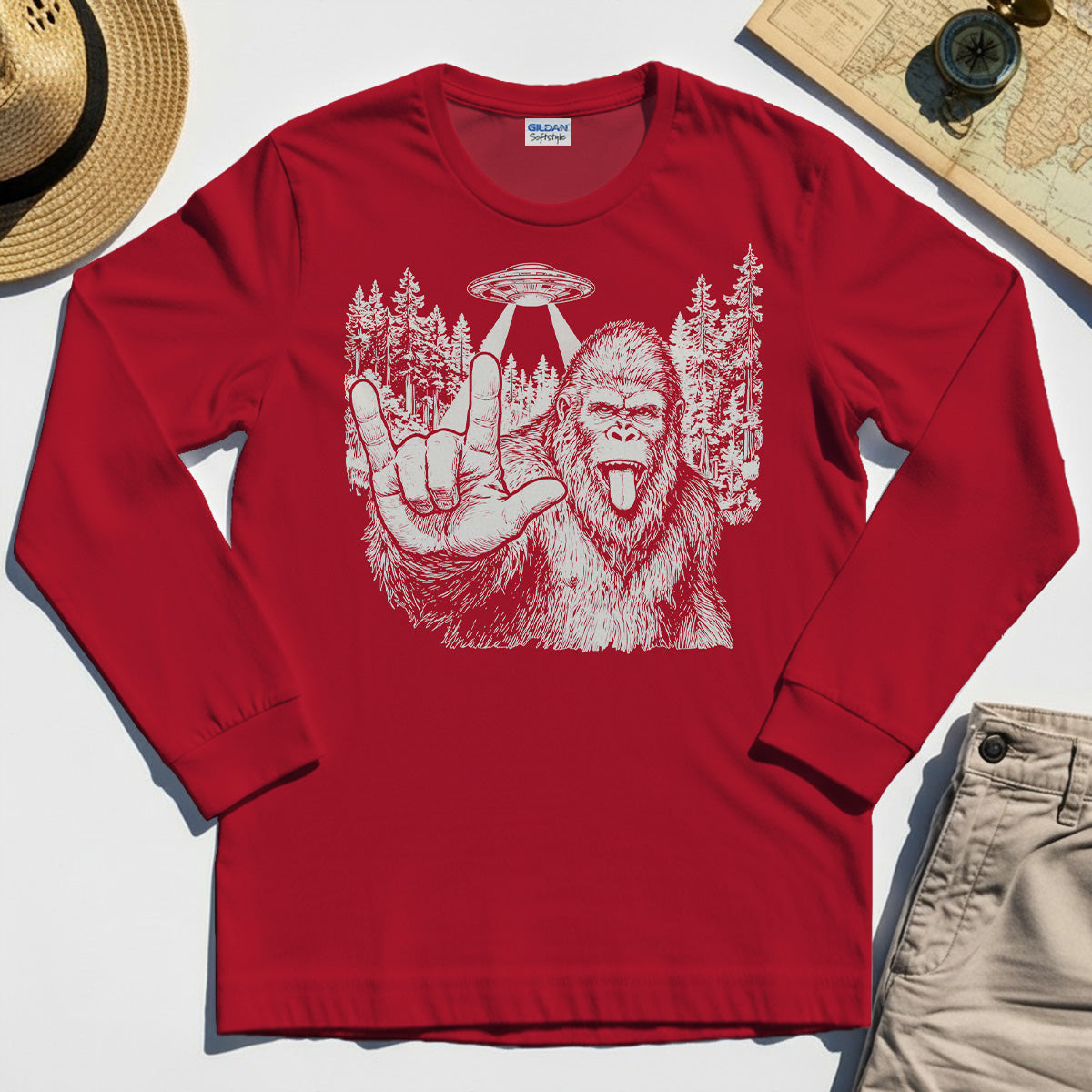 Funny Bigfoot Rock On Long Sleeve 8