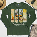 Van Life and Campfire Graphic Long Sleeve, Watercolor Campfire and Tent Graphic Long Sleeve Tee For Outdoor Lovers 3