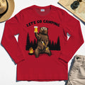 Let’s Go Camping Long Sleeve Tee, Funny Beer Drinking Bear Graphic Long Sleeve For Outdoor & Camping Lovers 7