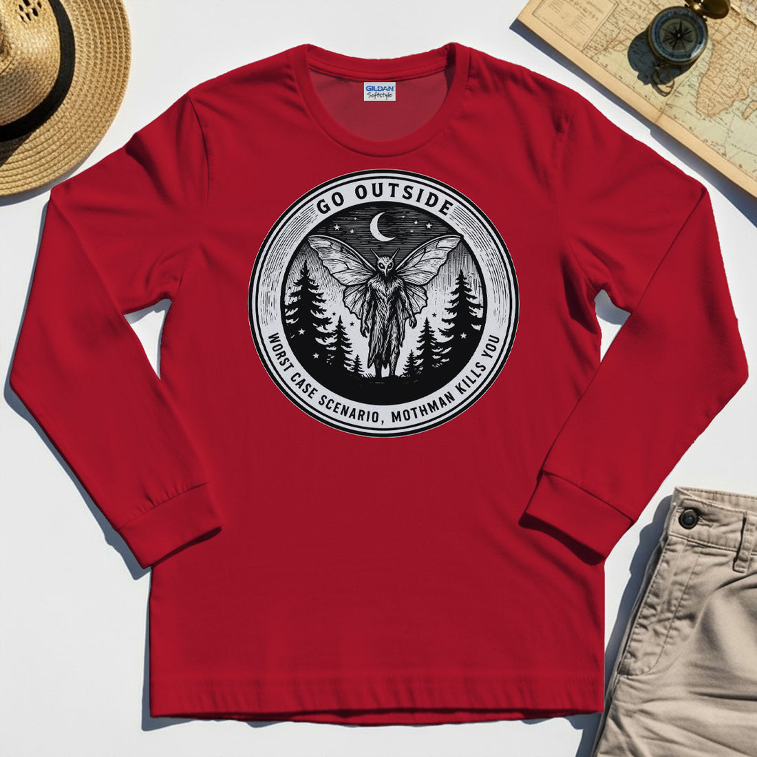 Funny Mothman Long Sleeve Tees For Campers 1