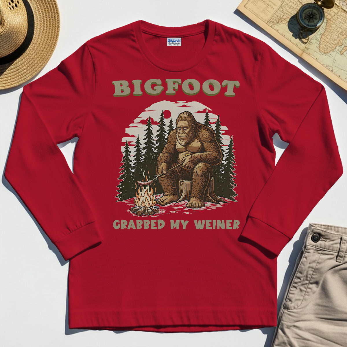 Retro Bigfoot Long Sleeve Tee, "Grabbed My Weiner” 7