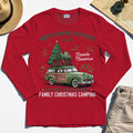 Winter Camping Adventure Long Sleeve, Retro Car with Tree Family Christmas Camping Long Sleeve Tee 1