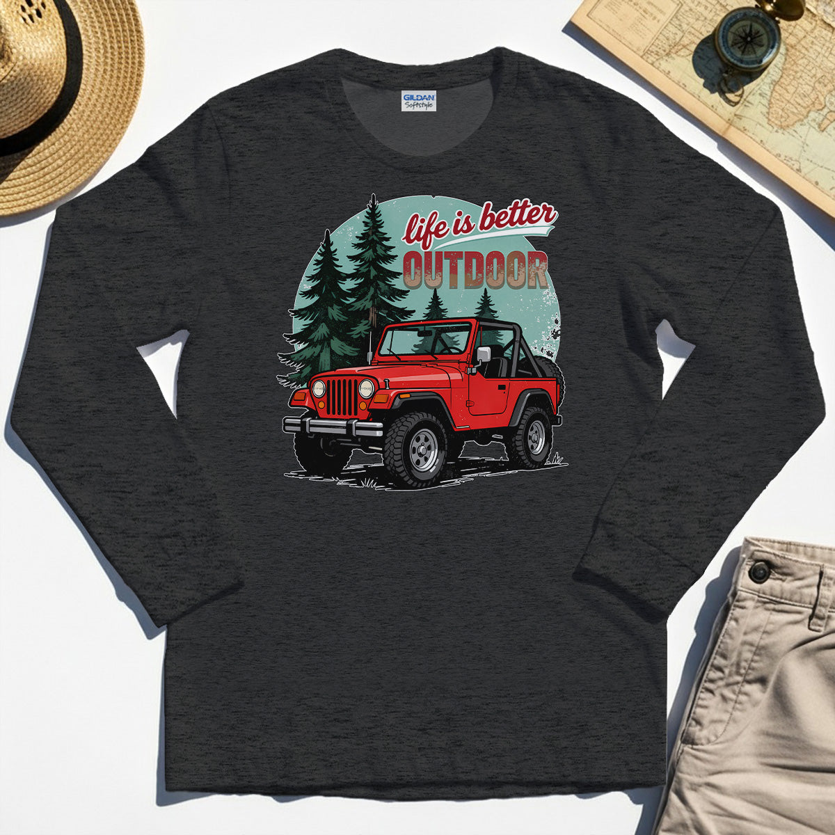 "Life Is Better Outdoor" Long Sleeve, Adventure Off-Road Camping Outdoor Long Sleeve Tee 3