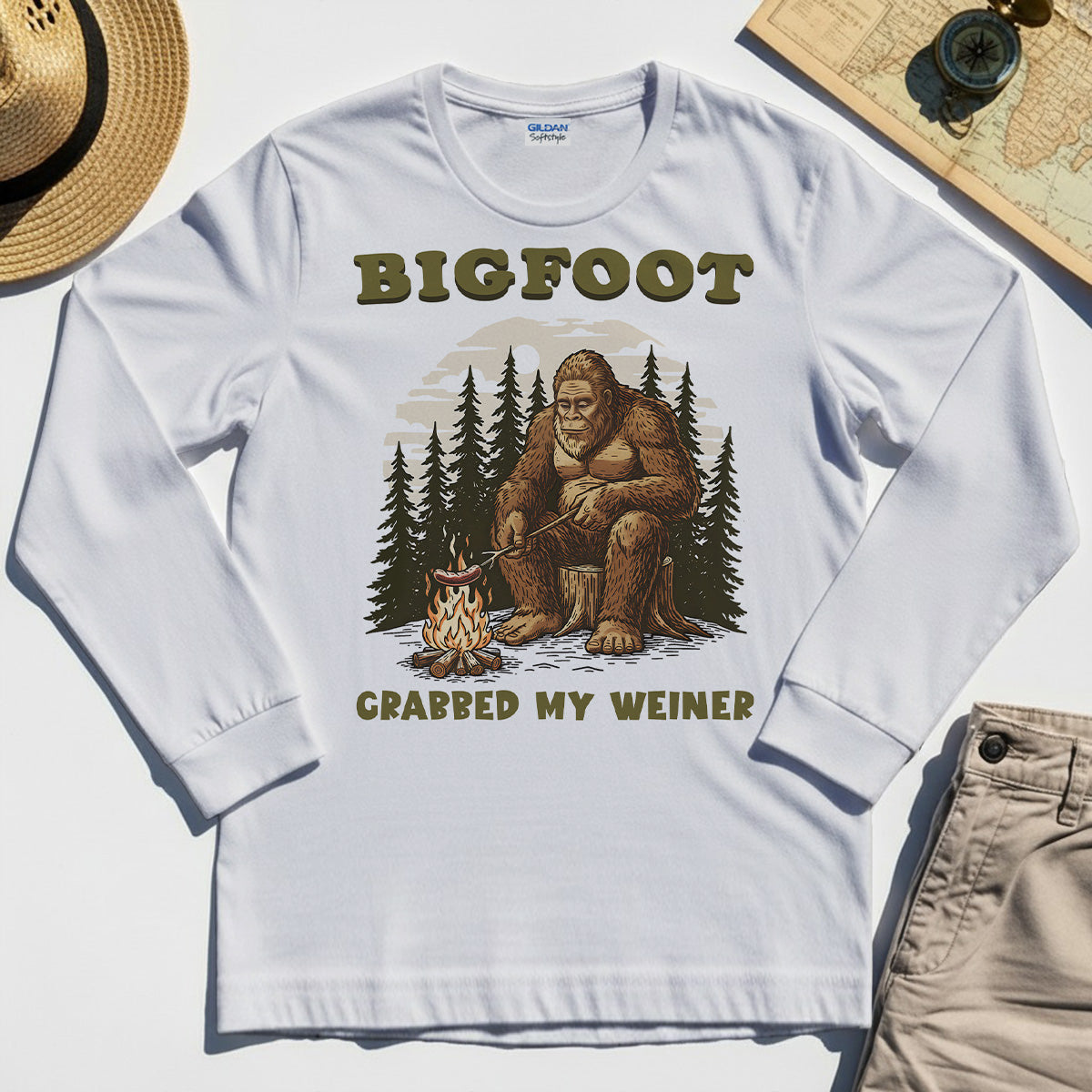 Retro Bigfoot Long Sleeve Tee, "Grabbed My Weiner” 8