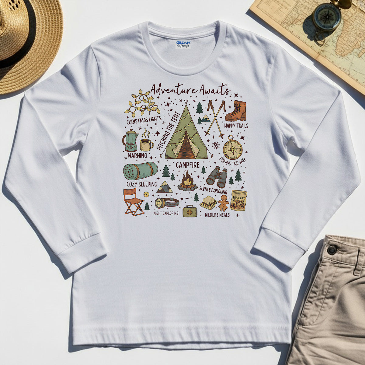 Camping Adventure Awaits Long Sleeve Tee 1