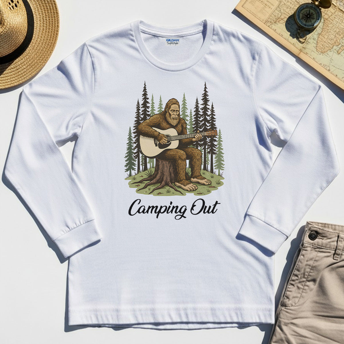 "Camping Out" Funny Bigfoot Camping Long Sleeve 8