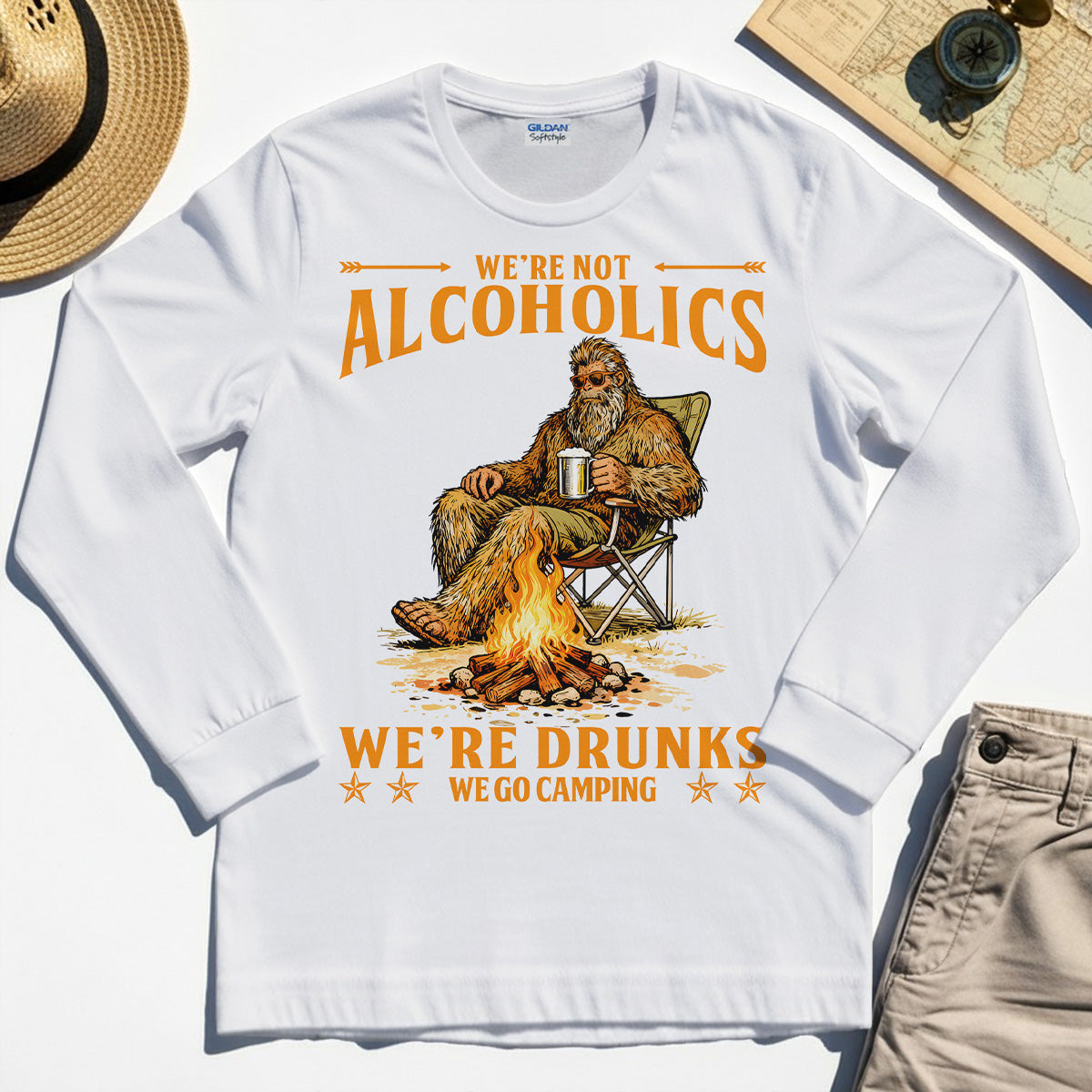 We’re Not Alcoholics We’re Drunks We Go Camping Long Sleeve, Funny Camping Beer Long Sleeve Tee 8