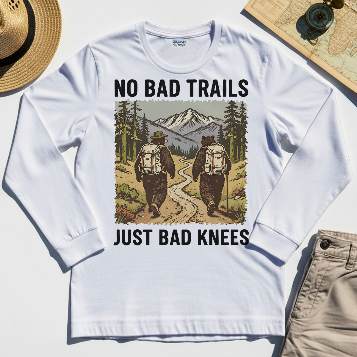 No Bad Trails Just Bad Knees Hiking Long Sleeve 8