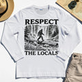 Bigfoot Respect The Locals Long Sleeve, Vintage Waterfall Hiking Graphic Long Sleeve Tee For Camper And Adventurers 8