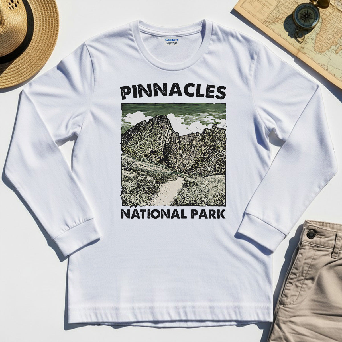 Pinnacles National Park Long Sleeve, Vintage Nature Camping Adventure Long Sleeve Tee 8