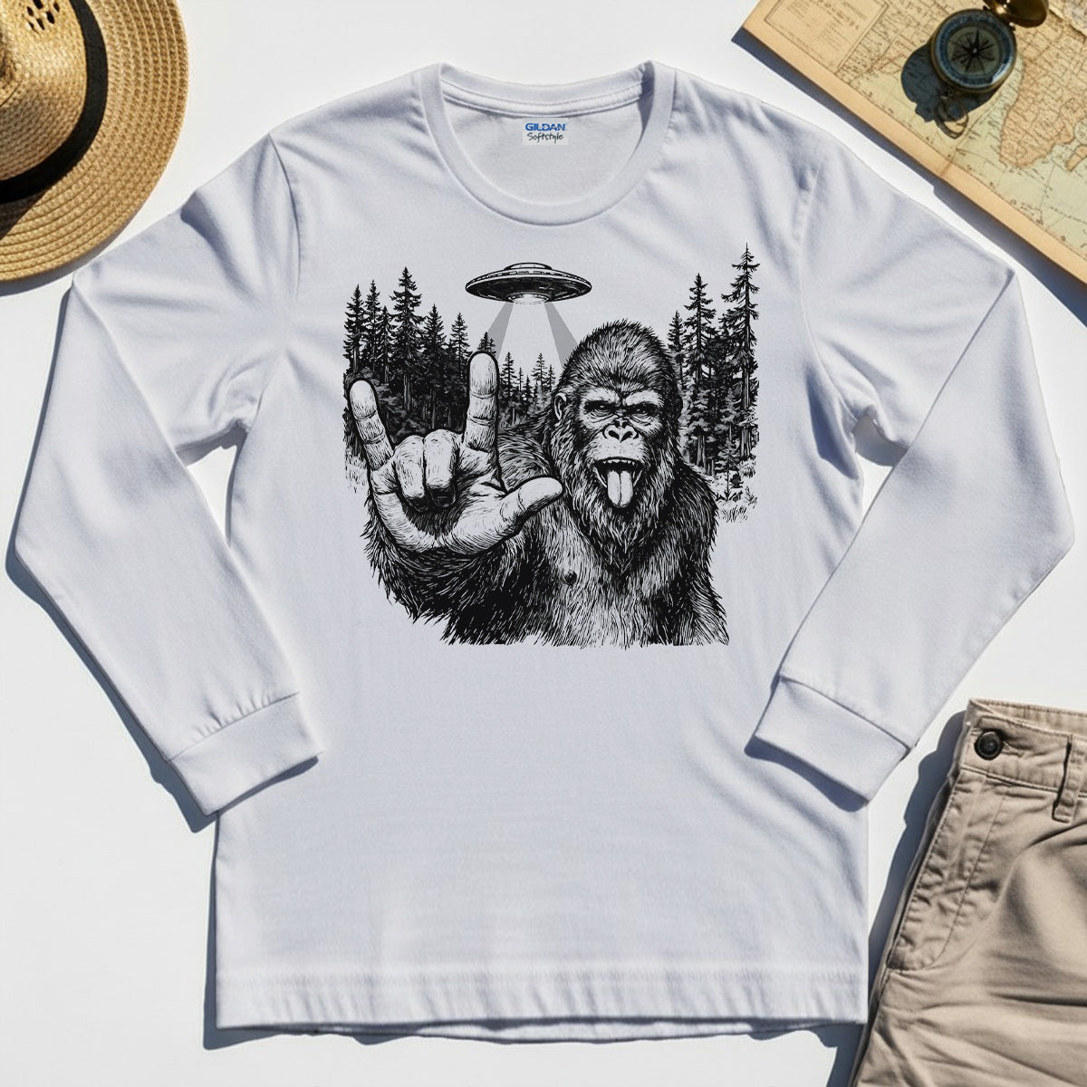 Funny Bigfoot Rock On Long Sleeve 1