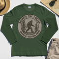 Retro Respect the Locals Bigfoot Long Sleeve, Funny Sasquatch National Park Camping Long Sleeve Tee 4