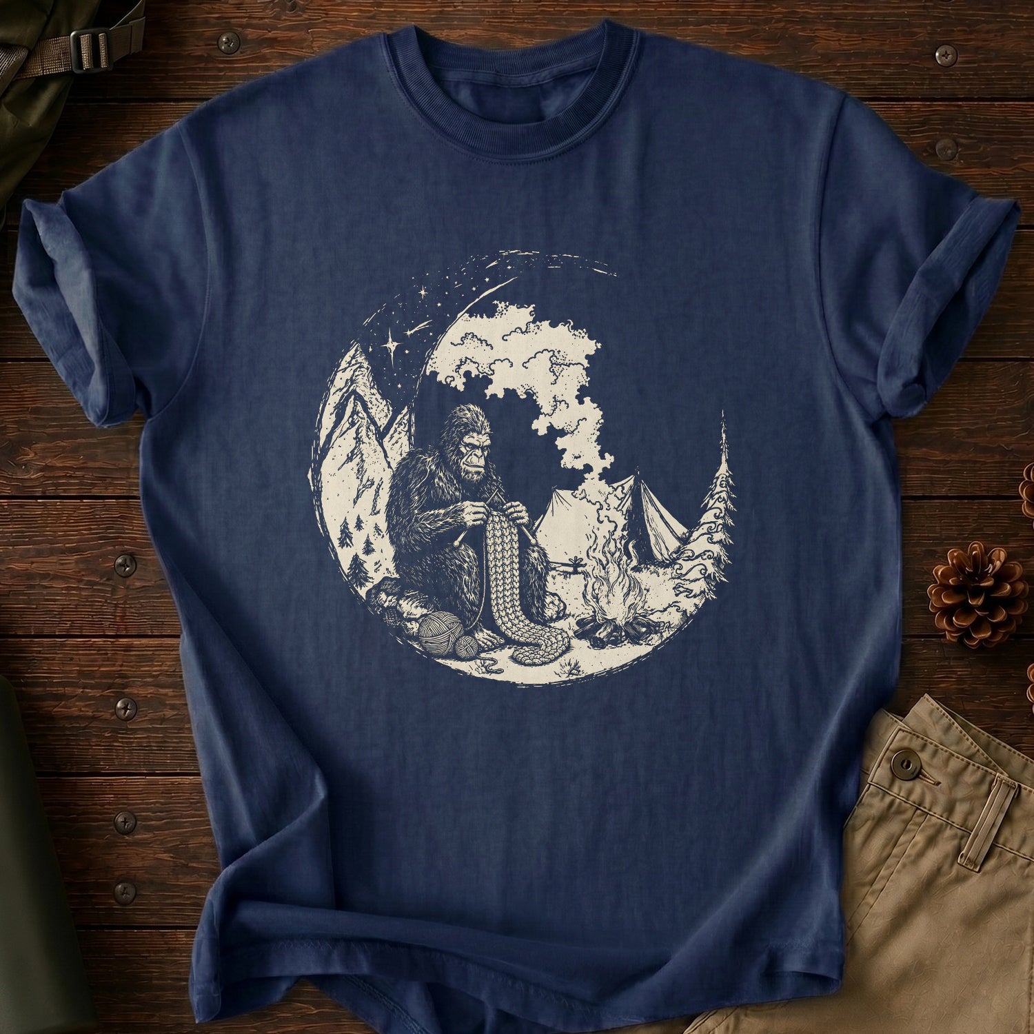 Bigfoot’s Midnight Knitting T-Shirt