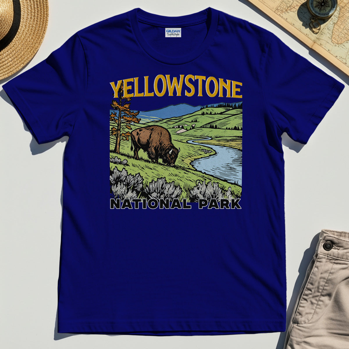 Yellowstone National Park Shirt, Vintage Bison Landscape T-Shirt For Nature & Travel Lover 6
