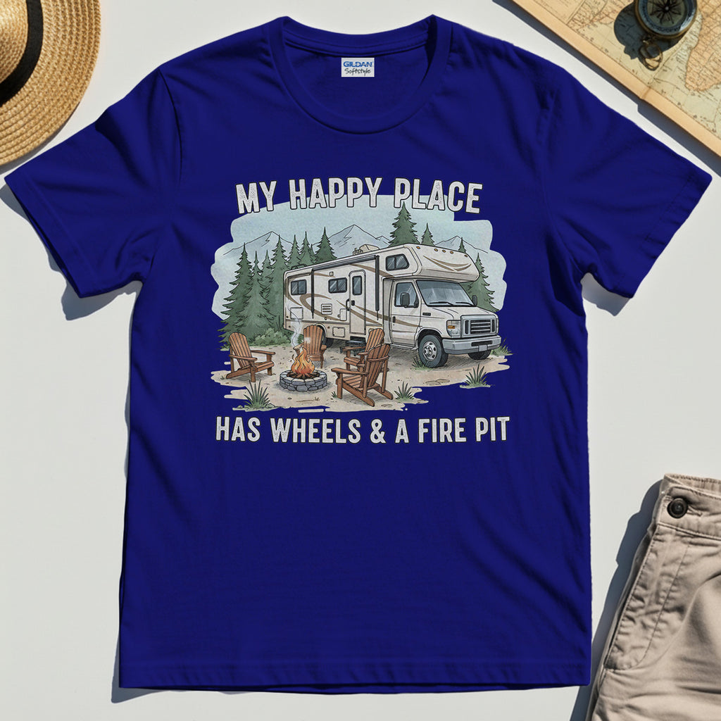 My Happy Place Has Wheels & A Fire Pit Shirt 6