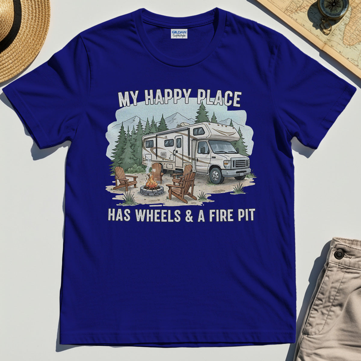 My Happy Place Has Wheels & A Fire Pit Shirt 6