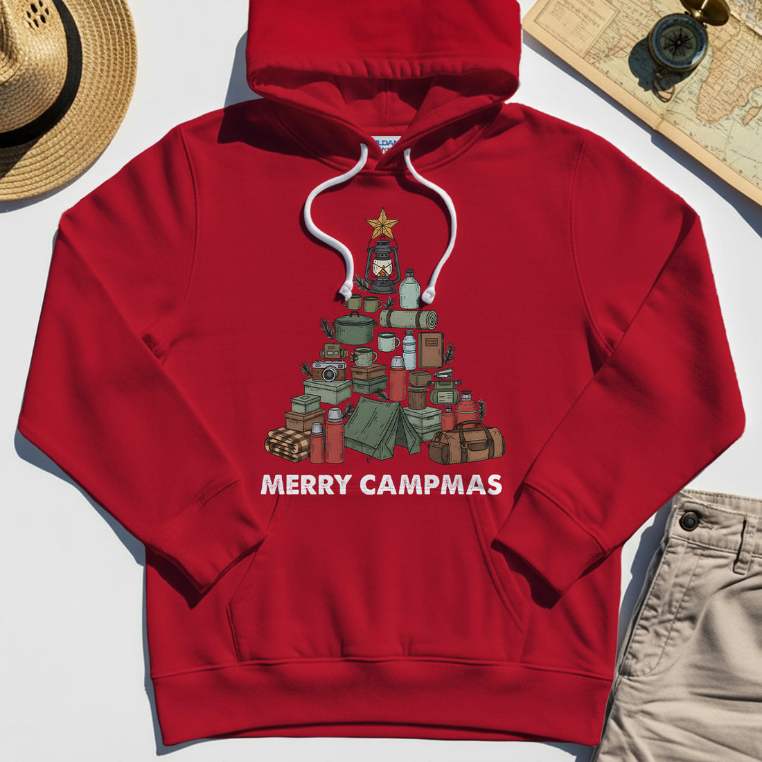 Camping Christmas Tree Hoodie, Merry Campmas Gift Hoodies For Campers & Nature Lovers 1