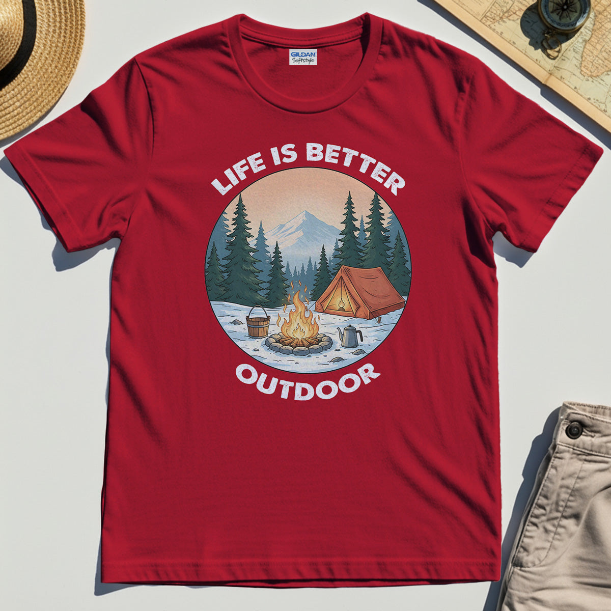 Funny Camping Life Is Better Outdoor T-Shirt, Vintage Camping Tee For Outdoor Adventure Lovers 7