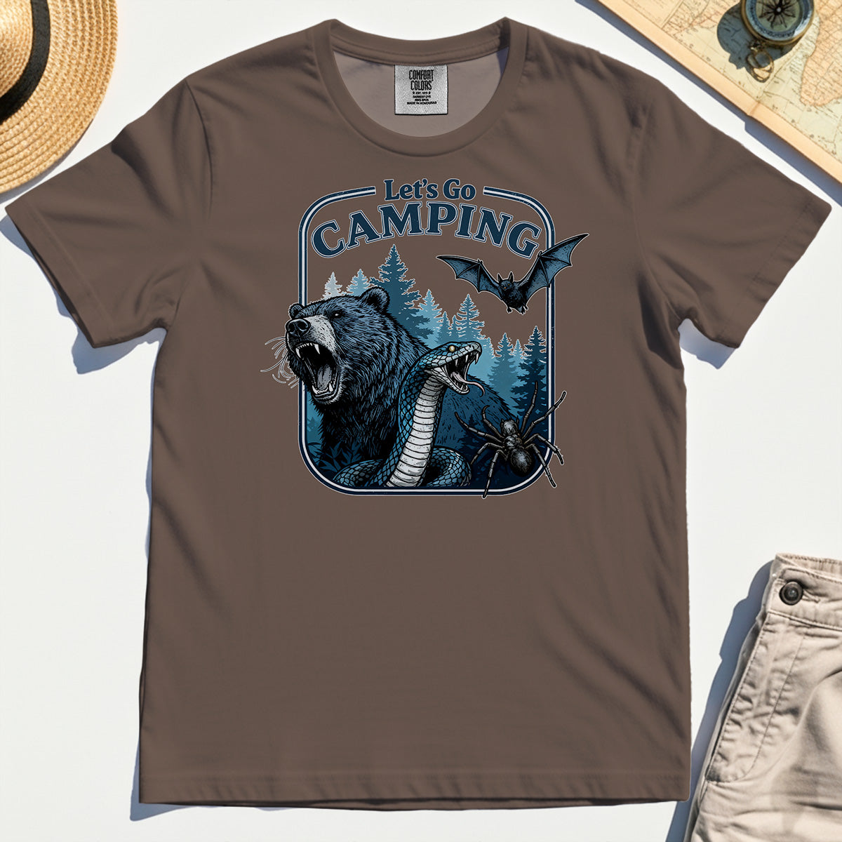 Let’s Go Camping Comfort Tee, Funny Outdoor Adventure Comfort Color Tee For Hikers and Campers 6