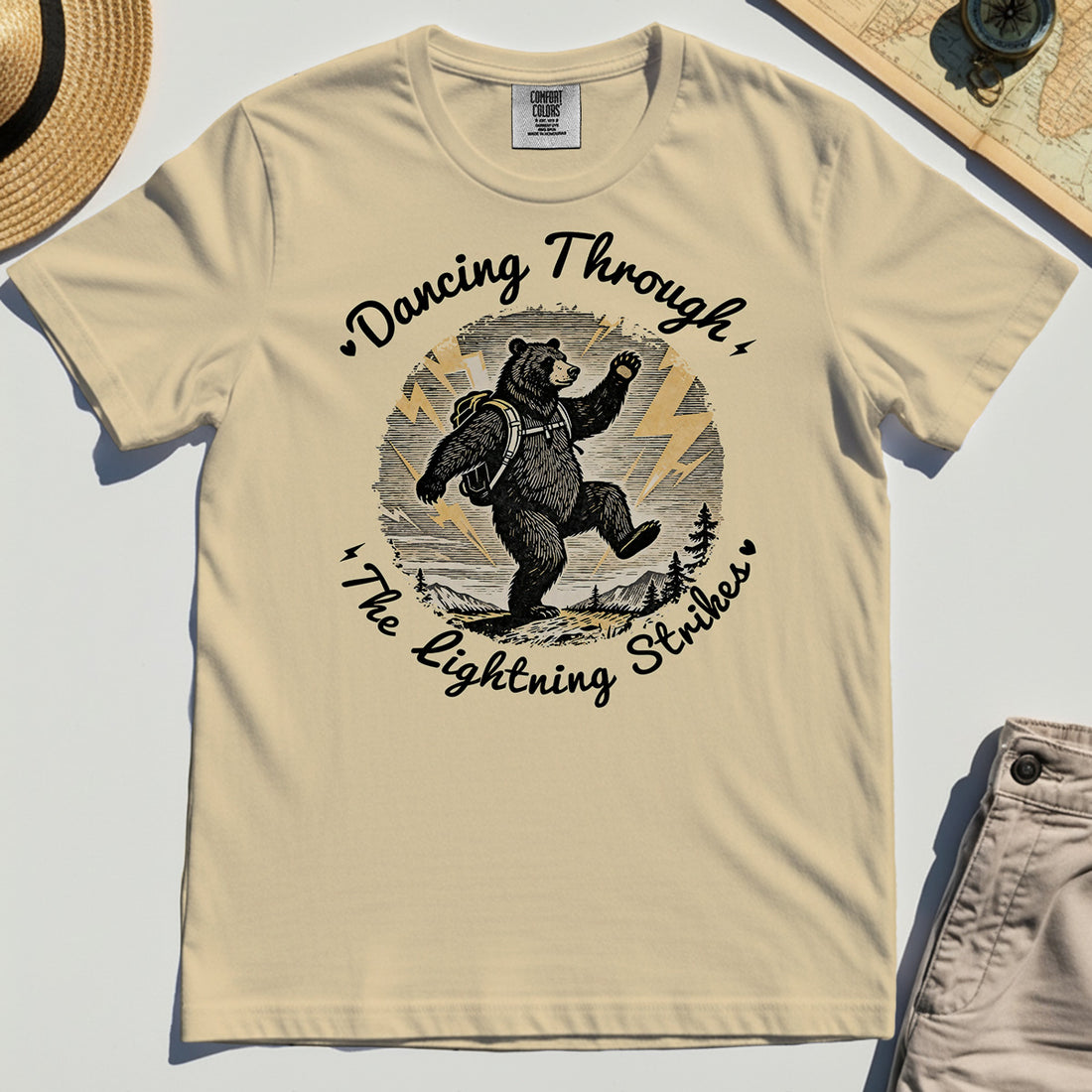 Dancing Through The Lightning Strikes Camping Bears Comfort Color Tee 1