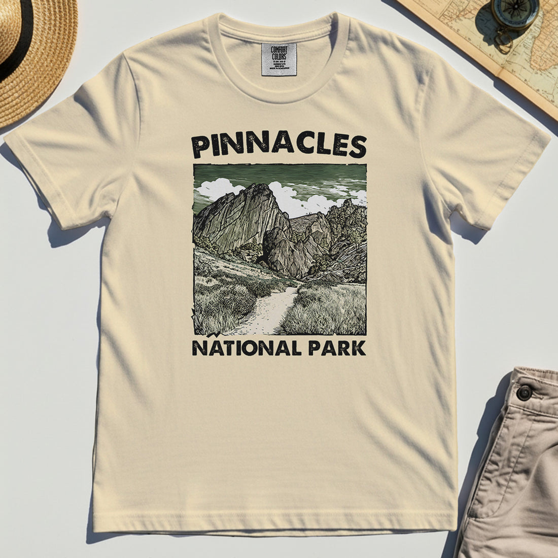 Pinnacles National Park Comfort Tee, Vintage Nature Camping Adventure Comfort Tee 1