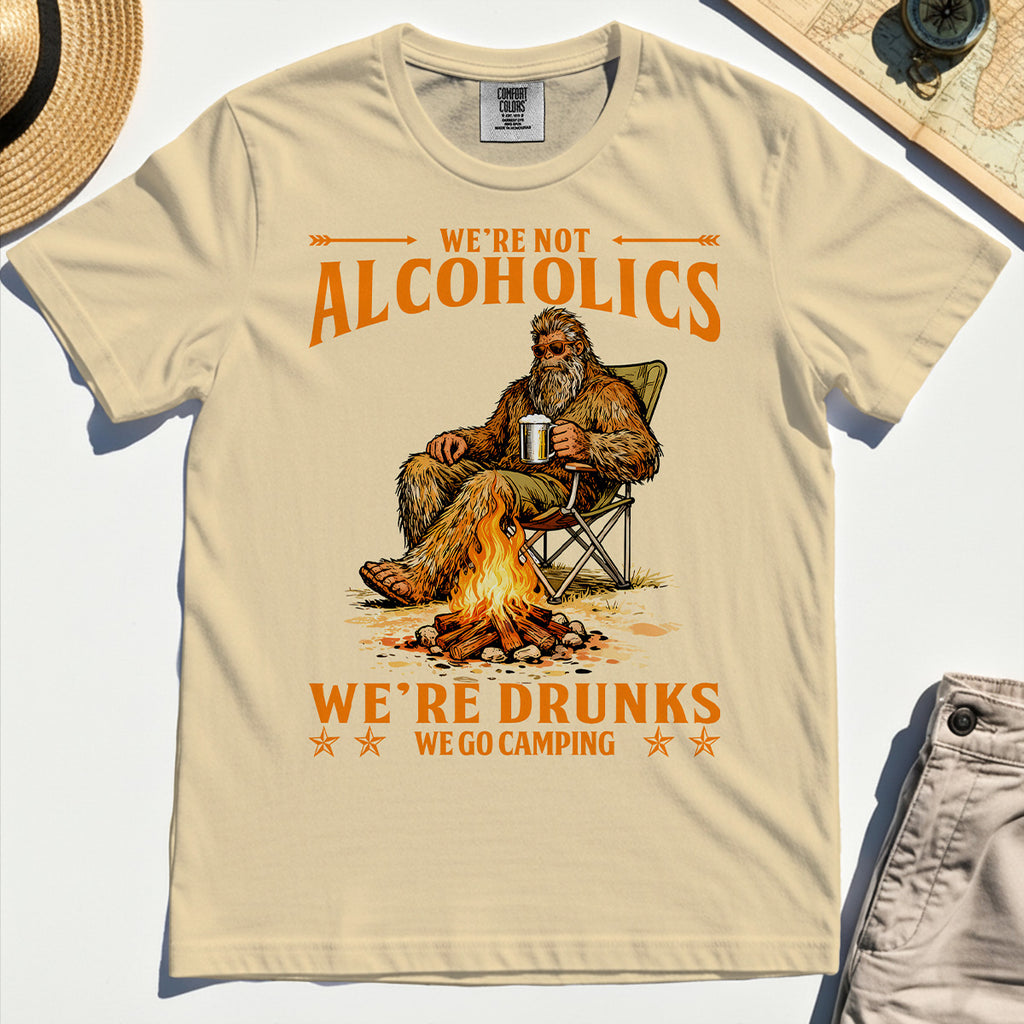 We’re Not Alcoholics We’re Drunks We Go Camping Comfort Tee, Funny Camping Beer Comfort Color Tees 1