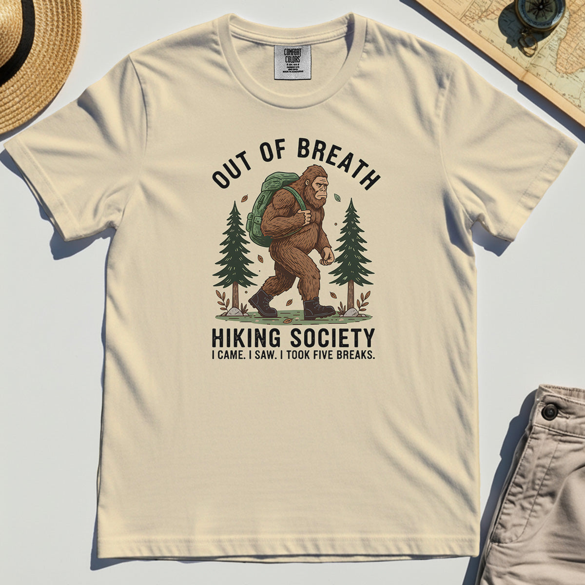 Out of Breath Hiking Society Comfort Tee, Funny Sasquatch Outdoor Camping Comfort Color Tee 2