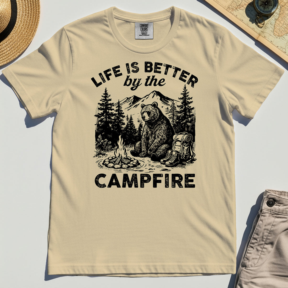 "Life Is Better By The Campfire" Quote Comfort Tee 1