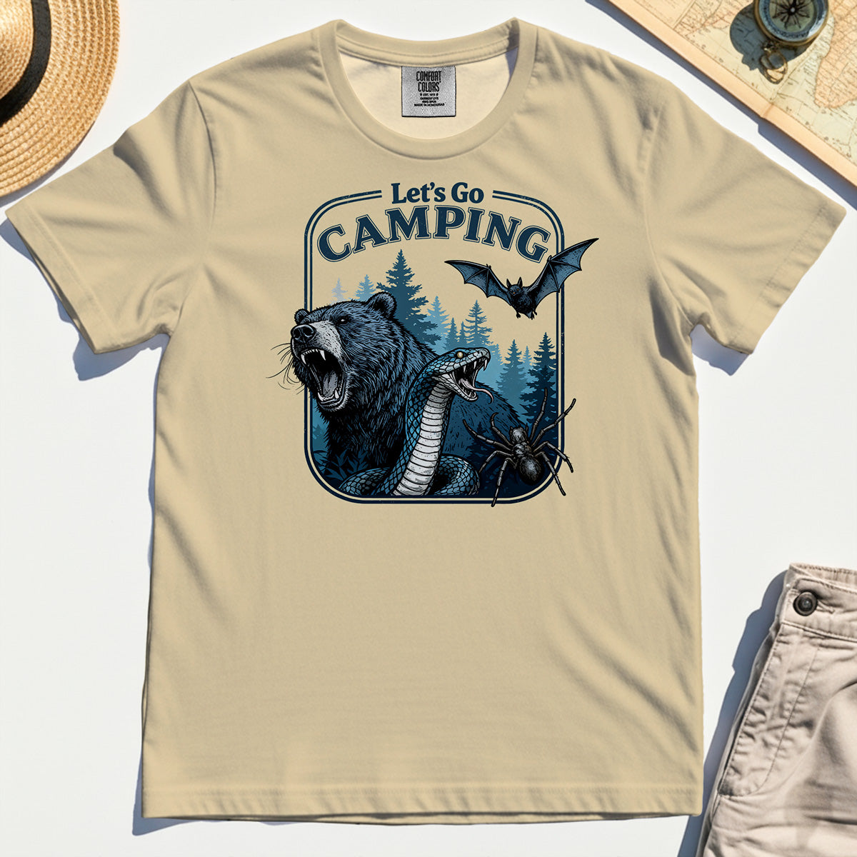 Let’s Go Camping Comfort Tee, Funny Outdoor Adventure Comfort Color Tee For Hikers and Campers 2