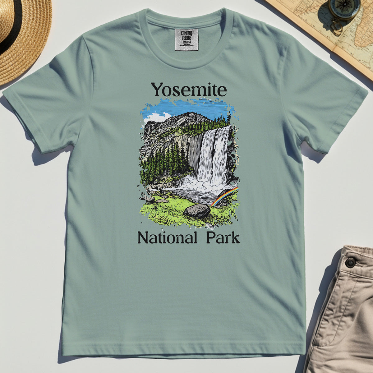 Yosemite Waterfall Vintage Comfort Color Tee, Scenic National Park Graphic Comfort Tee, Hiking Gift 3