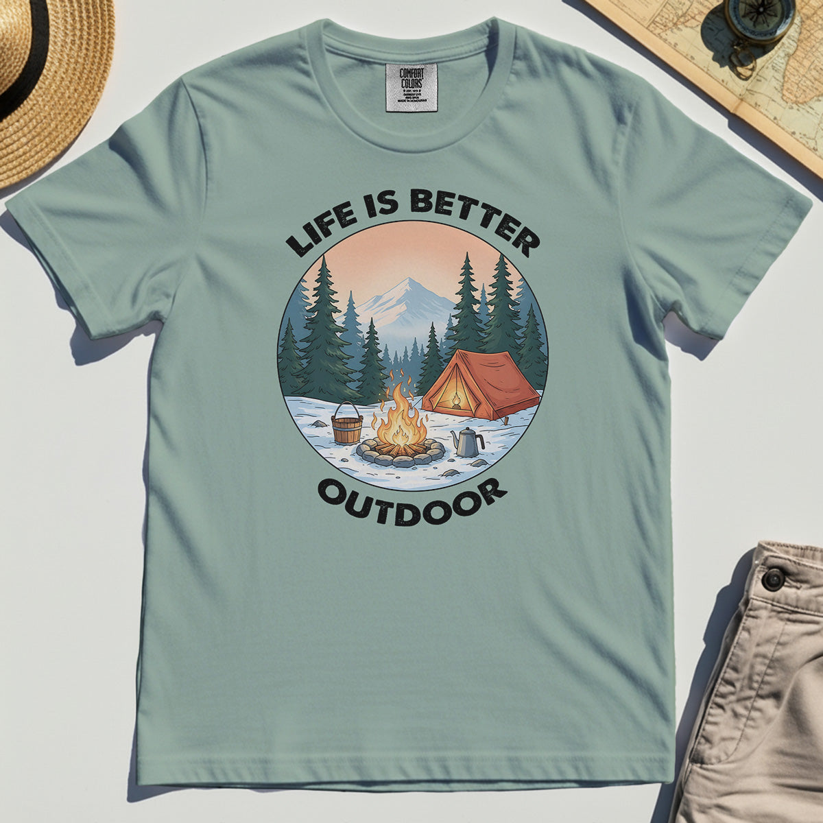 Funny Camping Life Is Better Outdoor Comfort Tee, Vintage Camping Comfort Color Tee For Outdoor Adventure Lovers 4