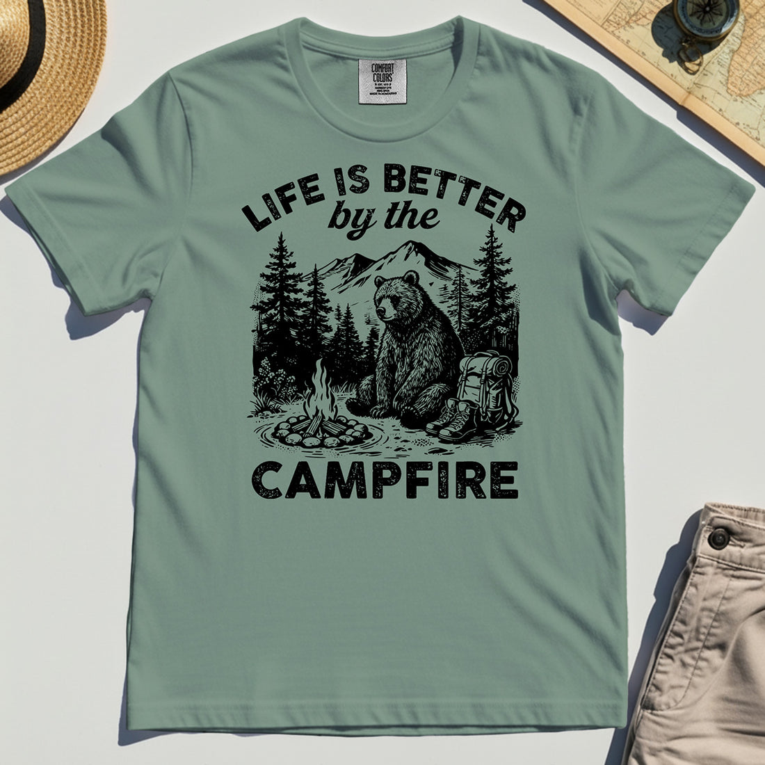 "Life Is Better By The Campfire" Quote Comfort Tee 1