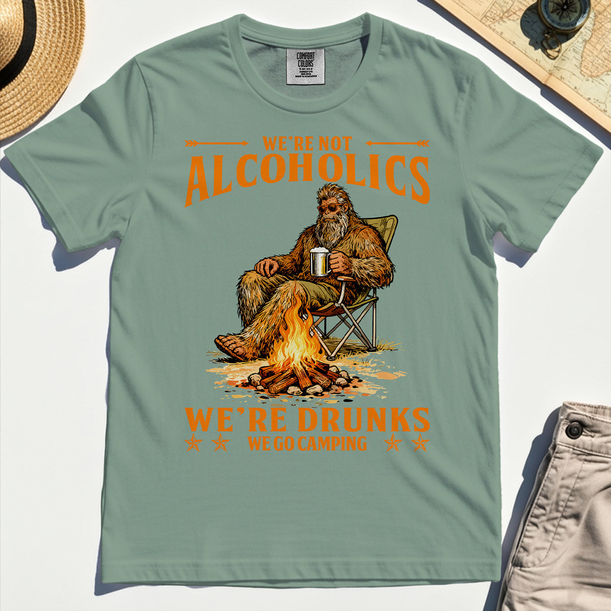 We’re Not Alcoholics We’re Drunks We Go Camping Comfort Tee, Funny Camping Beer Comfort Color Tees 2