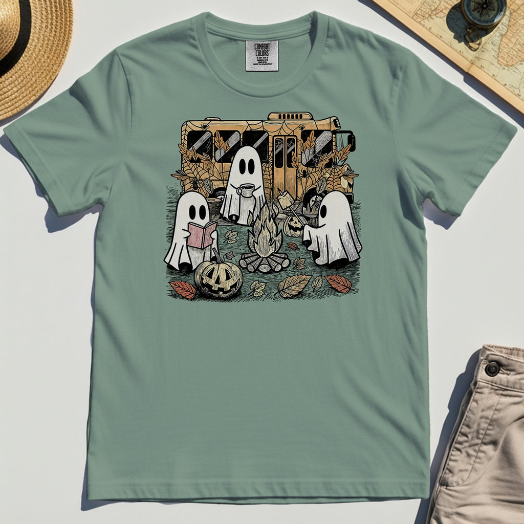 Cute Ghost Campfire Halloween Comfort Tee 4