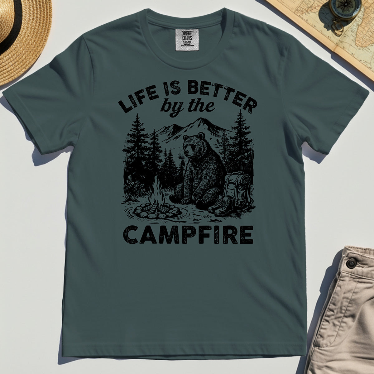 "Life Is Better By The Campfire" Quote Comfort Tee 3