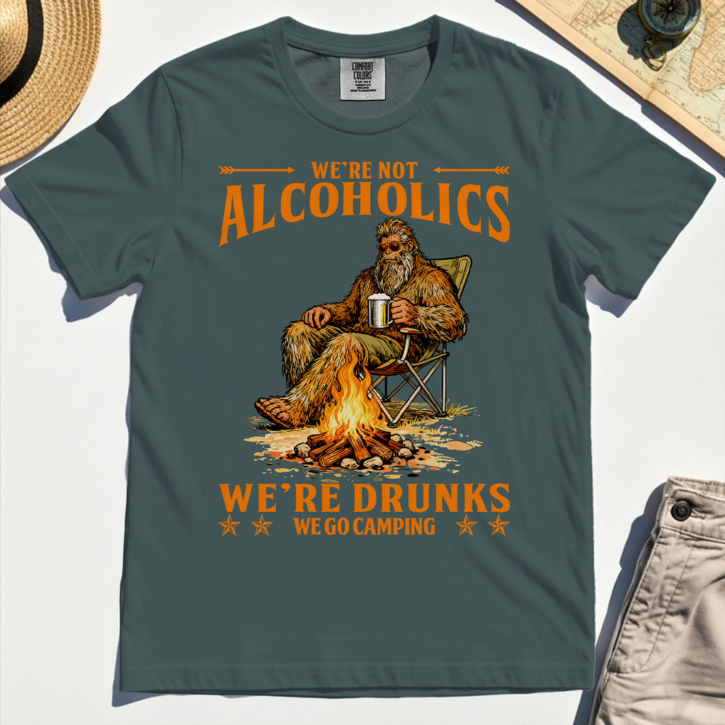 We’re Not Alcoholics We’re Drunks We Go Camping Comfort Tee, Funny Camping Beer Comfort Color Tees 3