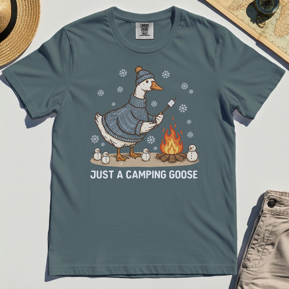 Funny Goose 'Just A Camping Goose' Outdoor Holiday Comfort Color T-Shirts 3